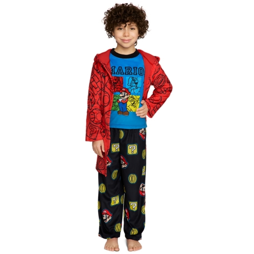 Super Mario by Nintendo Fleece Pajamas Set (Top, Pant and Robe) - Picture 2 of 6
